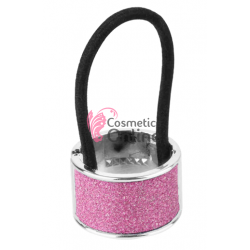 Inel pentru prins parul din plastic model ILM008AA Argintiu cu Sclipici Roz